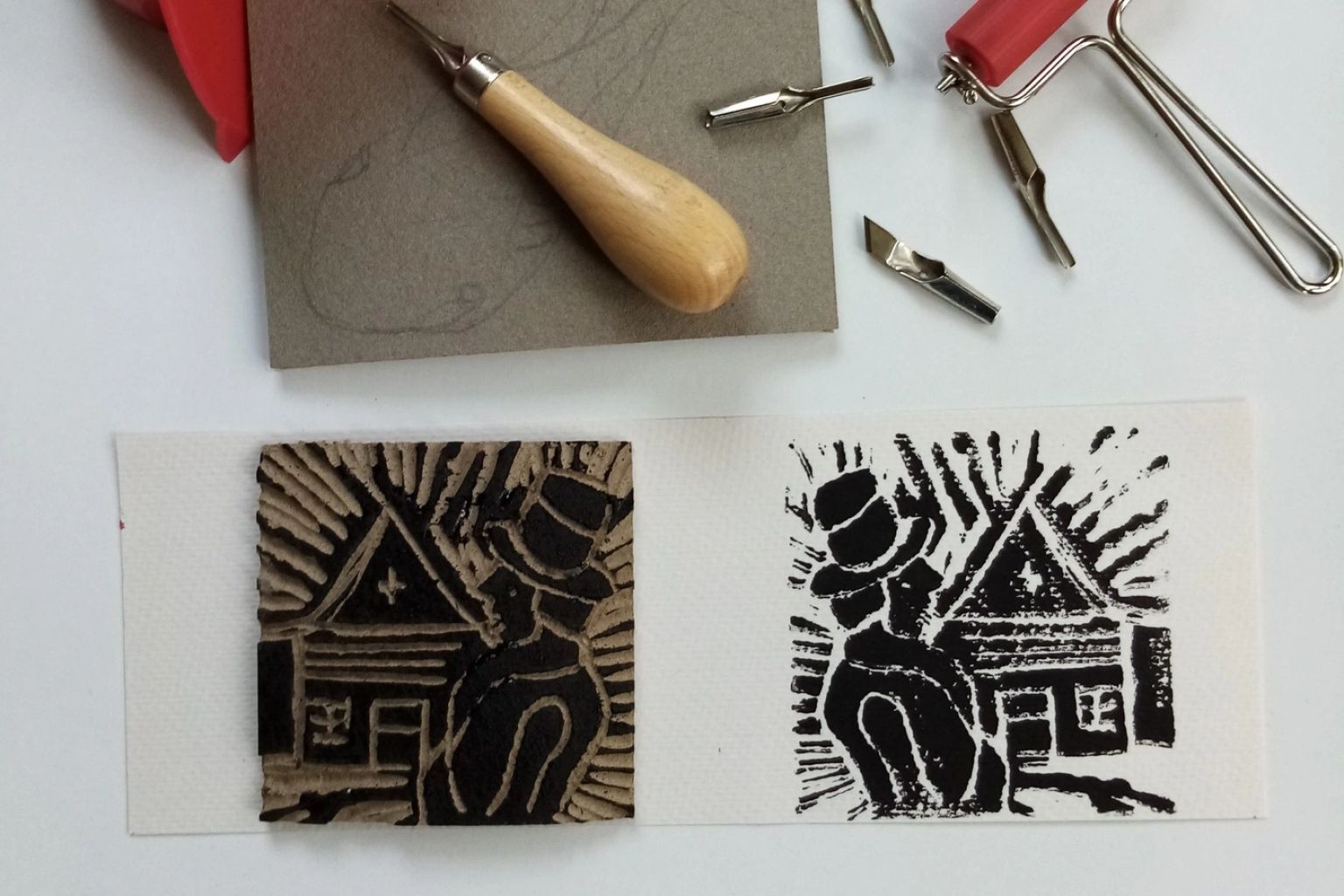 Workshop Lino-art met een knipoog naar Tames Oud